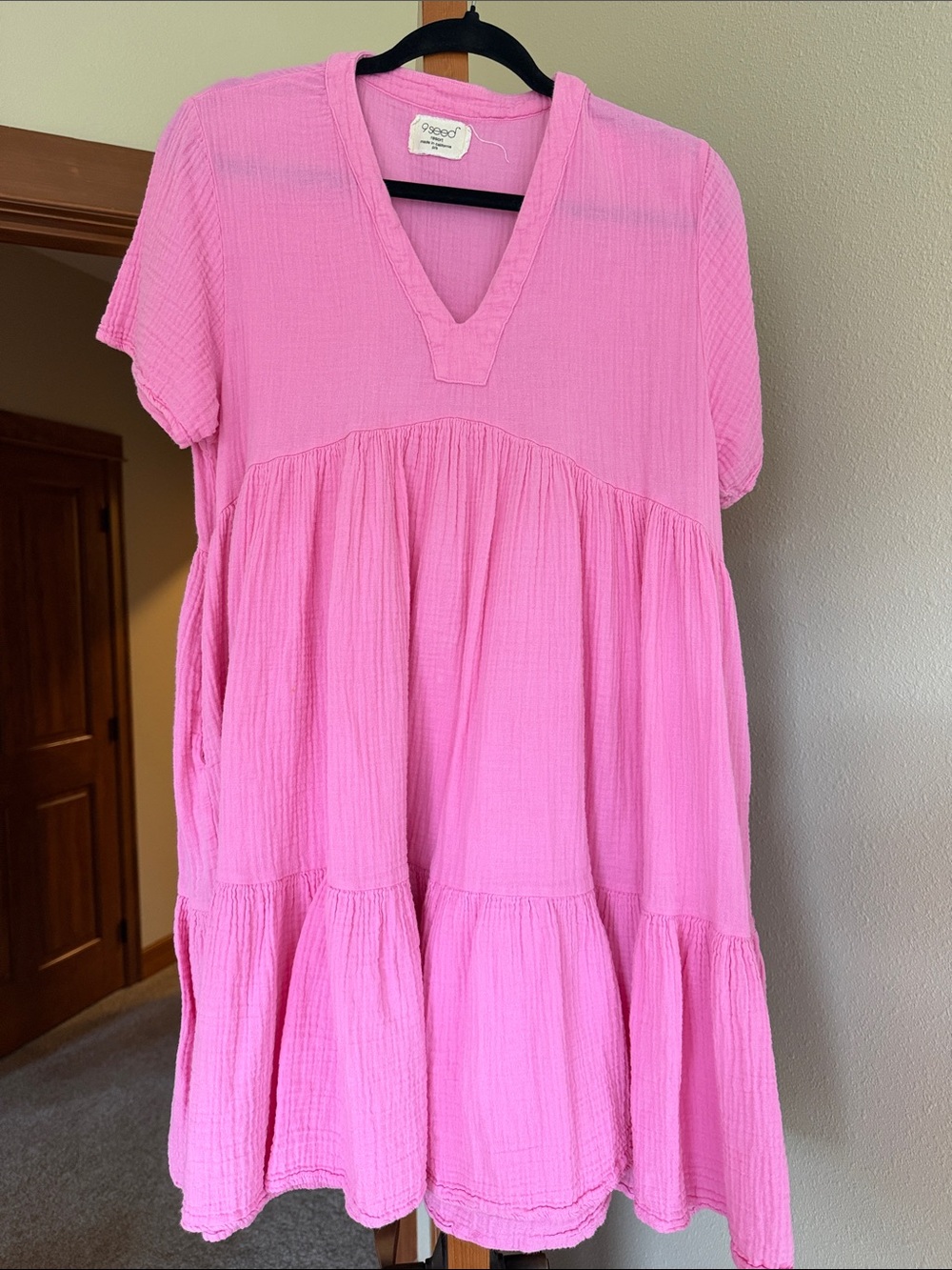 9 Seed Women’s Pink Gauze Tiered Marbella Coverup Dress